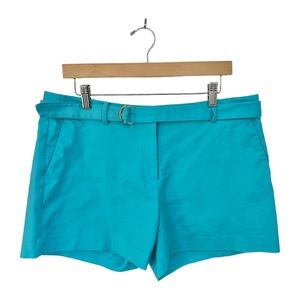 Michael Michael Kors Turquoise Flat Front Shorts Belted Size 12